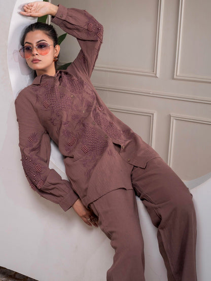Embellished Shirt With Trousers Co-Ords