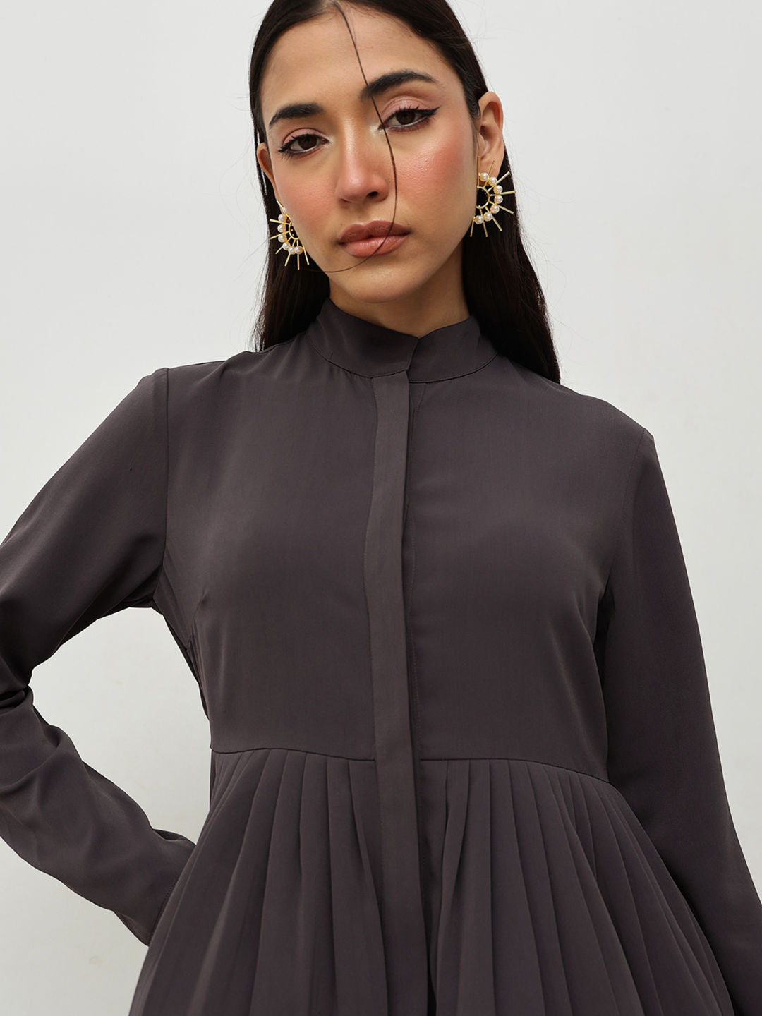 Charcoal Peplum Solid Top with Pant (Set of 2)