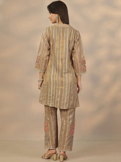 Floral Embroidered Shirt & Trousers