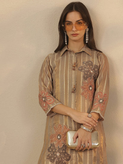 Floral Embroidered Shirt & Trousers