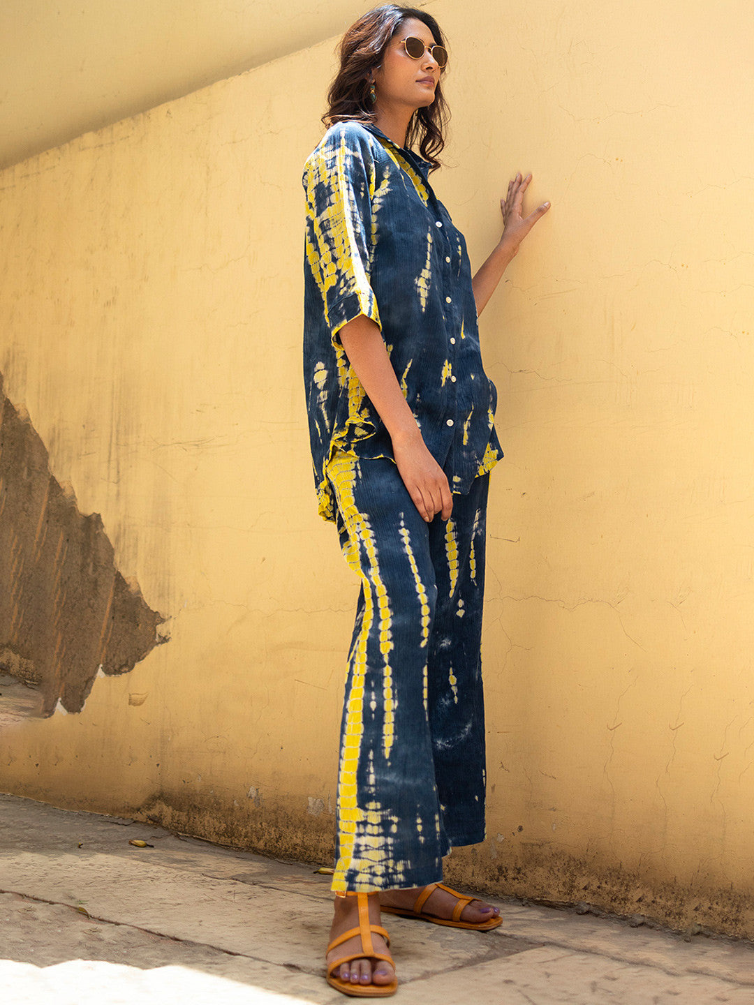 Tie-& Dye Pure Cotton Shirt With Trouser