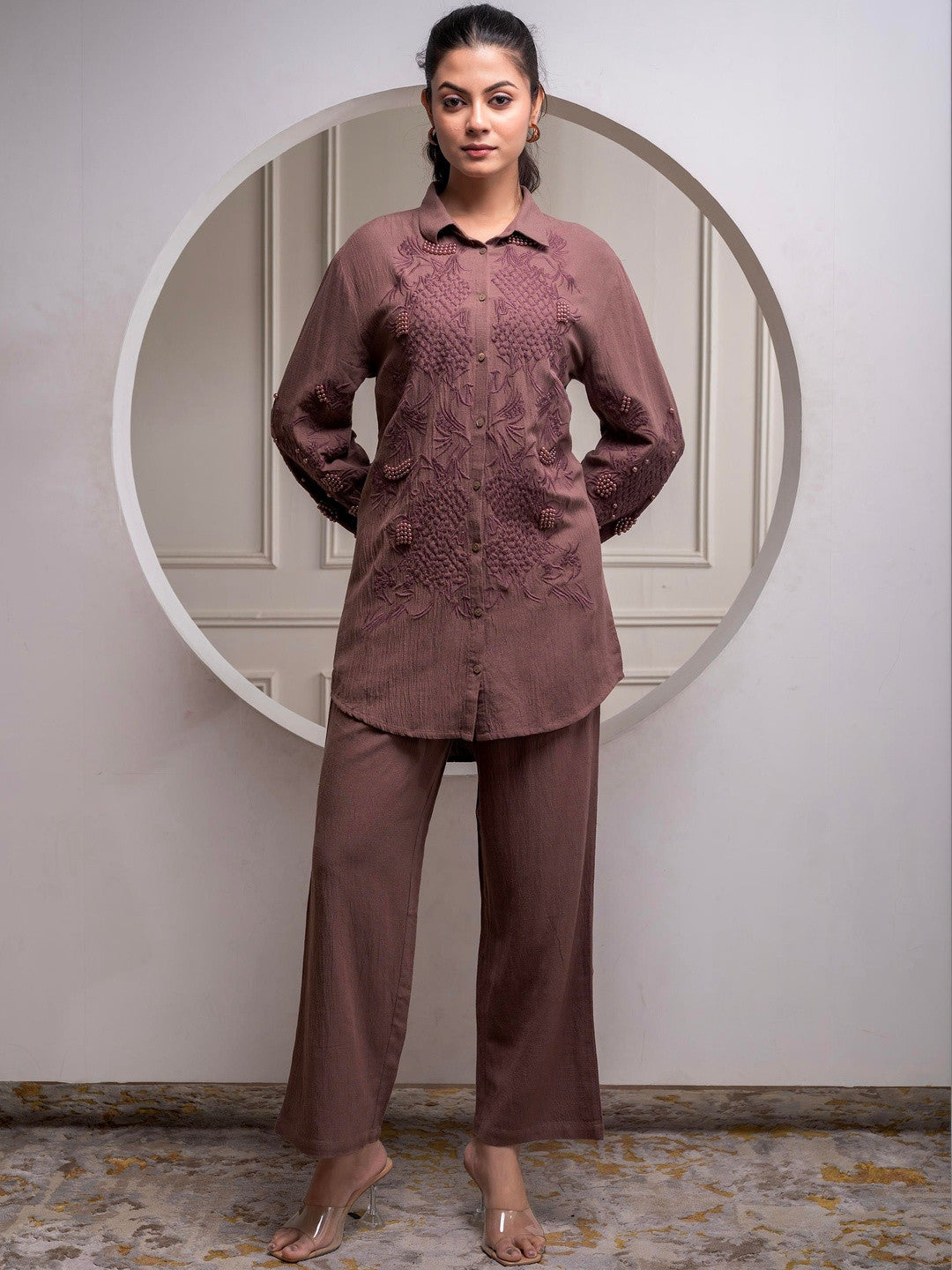 Embellished Shirt With Trousers Co-Ords