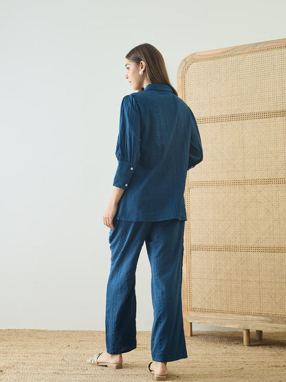 Cotton Embroidered Co-Ord Set - Teal