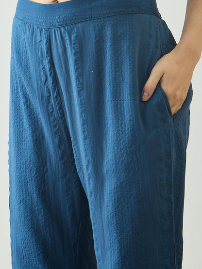 Cotton Embroidered Co-Ord Set - Teal