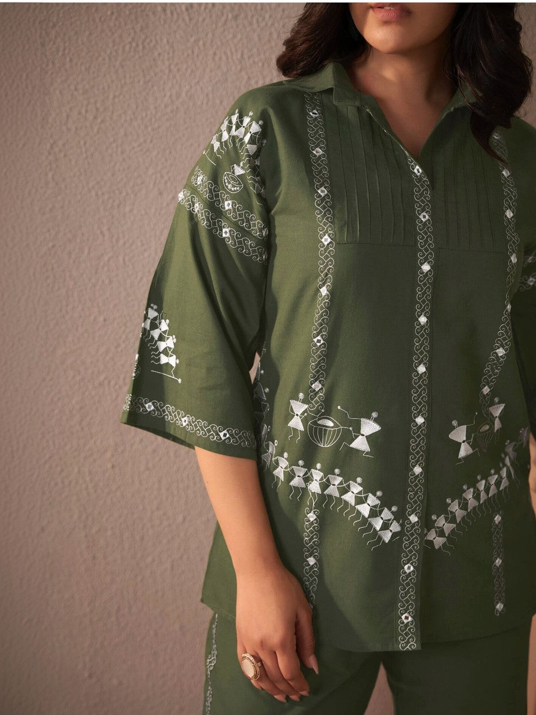 Embroidered Shirt With Trousers Co-Ords