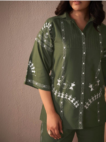 Embroidered Shirt With Trousers Co-Ords