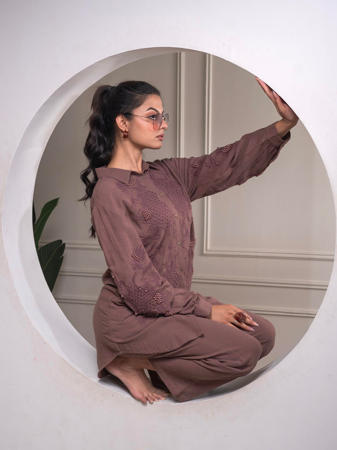 Embellished Shirt With Trousers Co-Ords