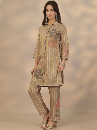 Floral Embroidered Shirt & Trousers