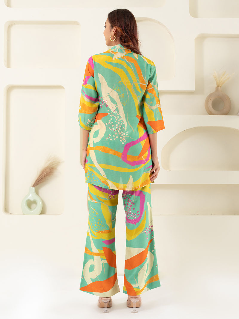 Green Printed Viscose Muslin Co-ord Set - Set of 2