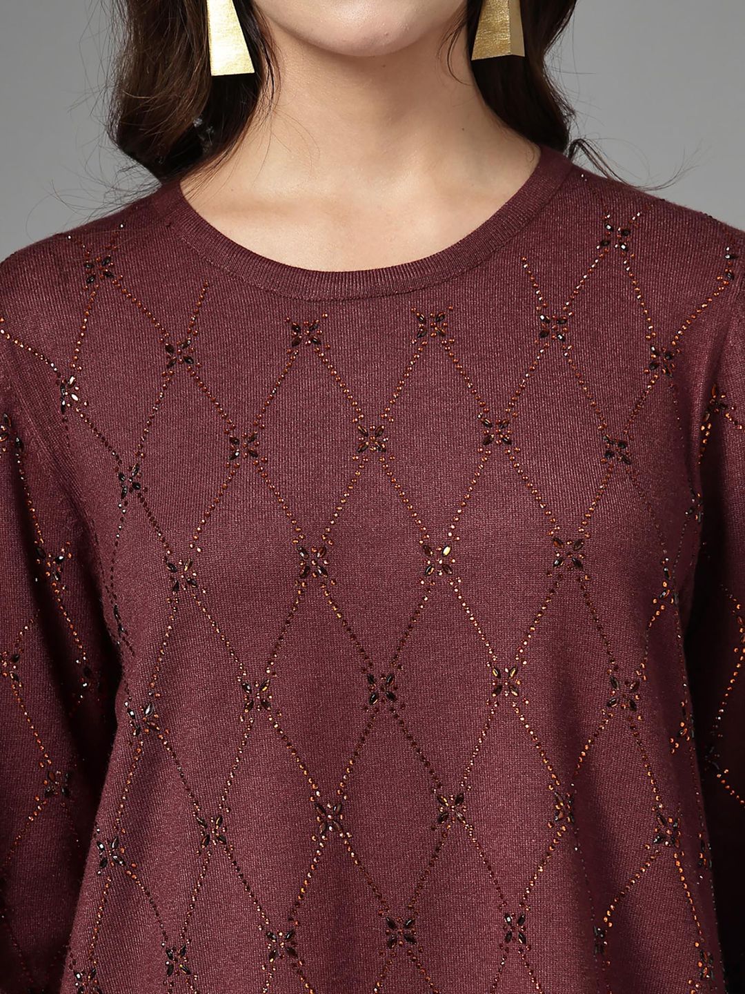 Women Embellished Co-Ord Set - Brown