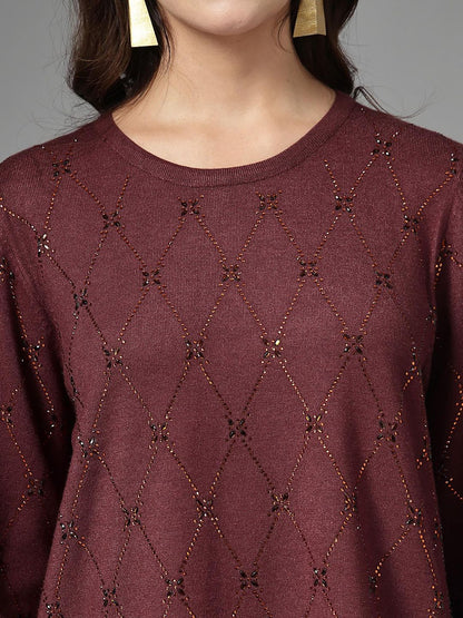 Women Embellished Co-Ord Set - Brown