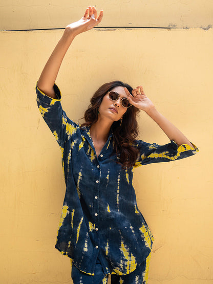 Tie-& Dye Pure Cotton Shirt With Trouser