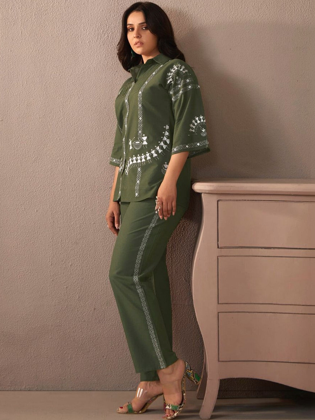 Embroidered Shirt With Trousers Co-Ords