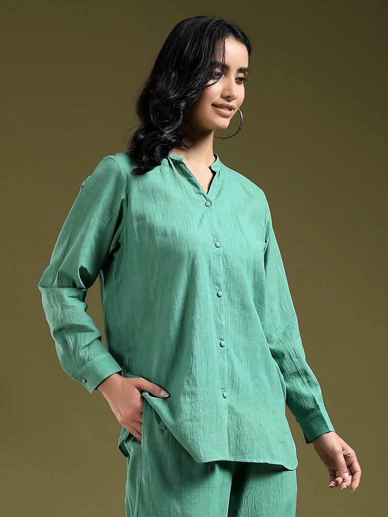 Green Cotton Slub Co-ord Set- Set of 2